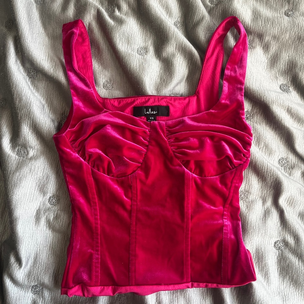 Lulu's Pink Velvet Bodysuit - Size XS